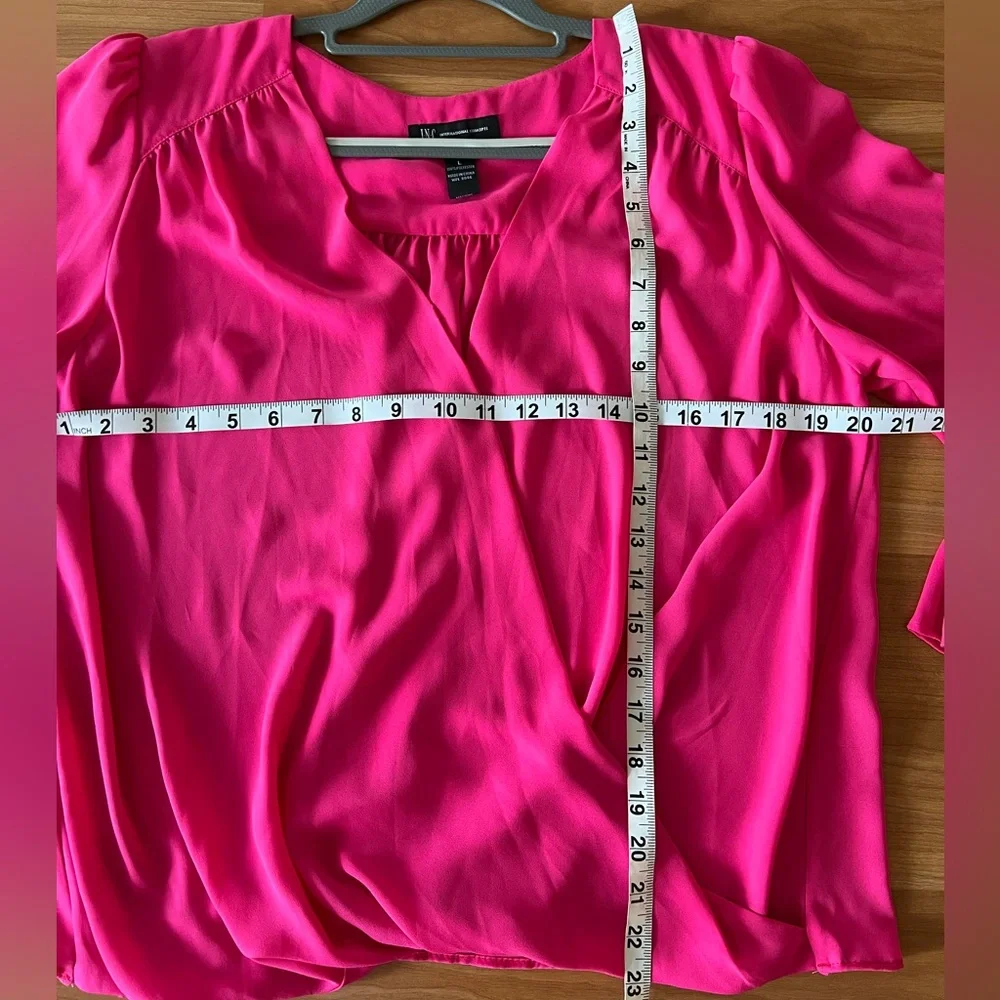 INC International Concepts Fuchsia Blouse with Ruffled Sleeves Size L - Picture 4 of 9